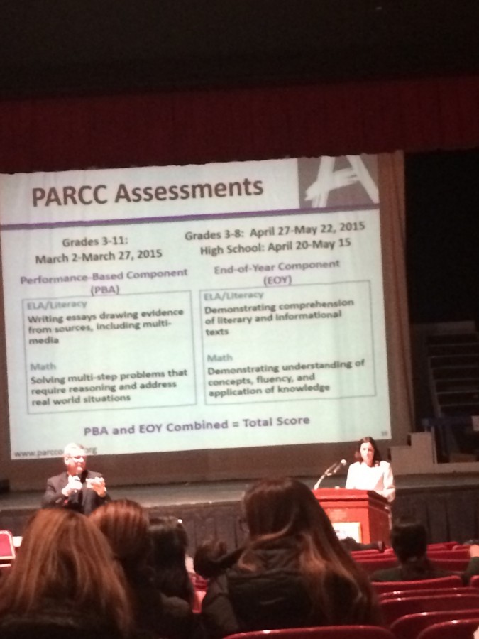 A preview of some basic content for the PARCC test that was shown at a public meeting at Cherry Hill East.
