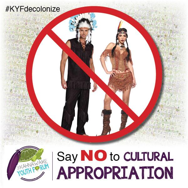 Cultural appropriation offends cultures; this example trivializes violent historical oppression as American dress up as Native Americans.