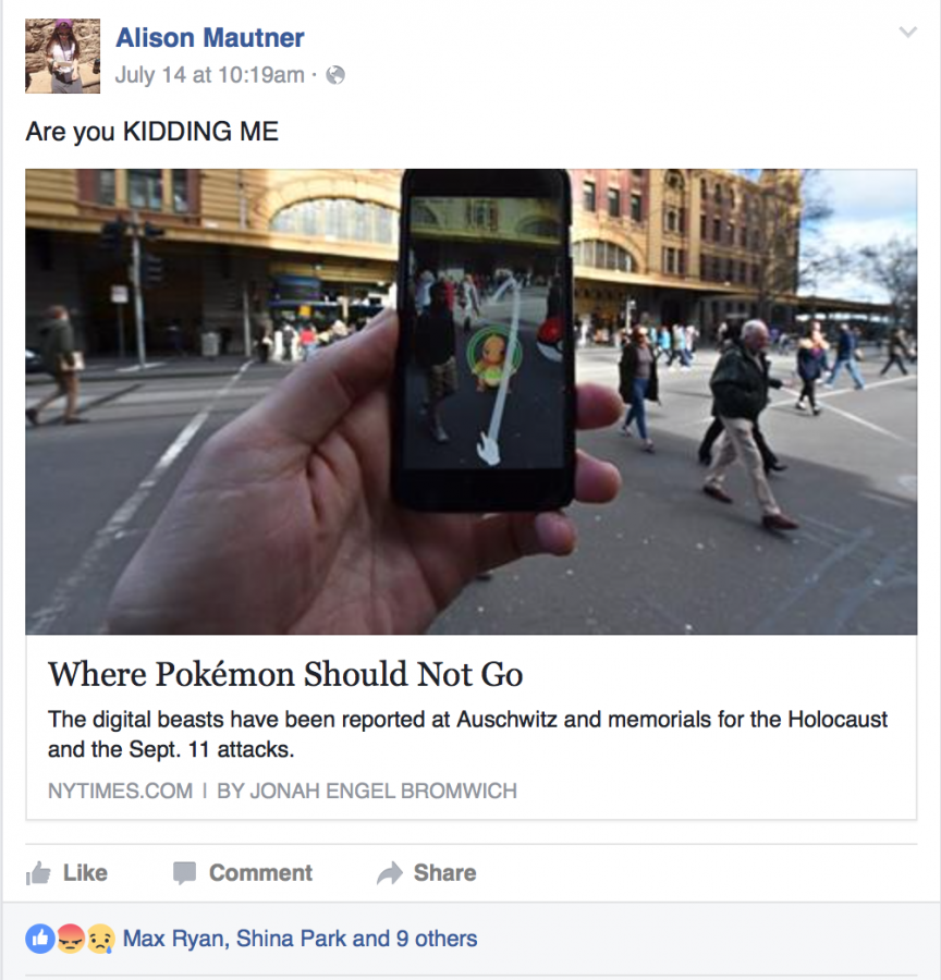 Alison Mautner (16) is outraged by Pokémon Go characters appearance at Auschwitz, and other Holocaust sites.