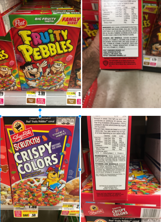 Fruity Pebbles is the brand name cereal, whereas Crispy Colors is the Shop Rite brand. After close analysis of both cereals, it appears that both cereals have almost identical ingredients. 