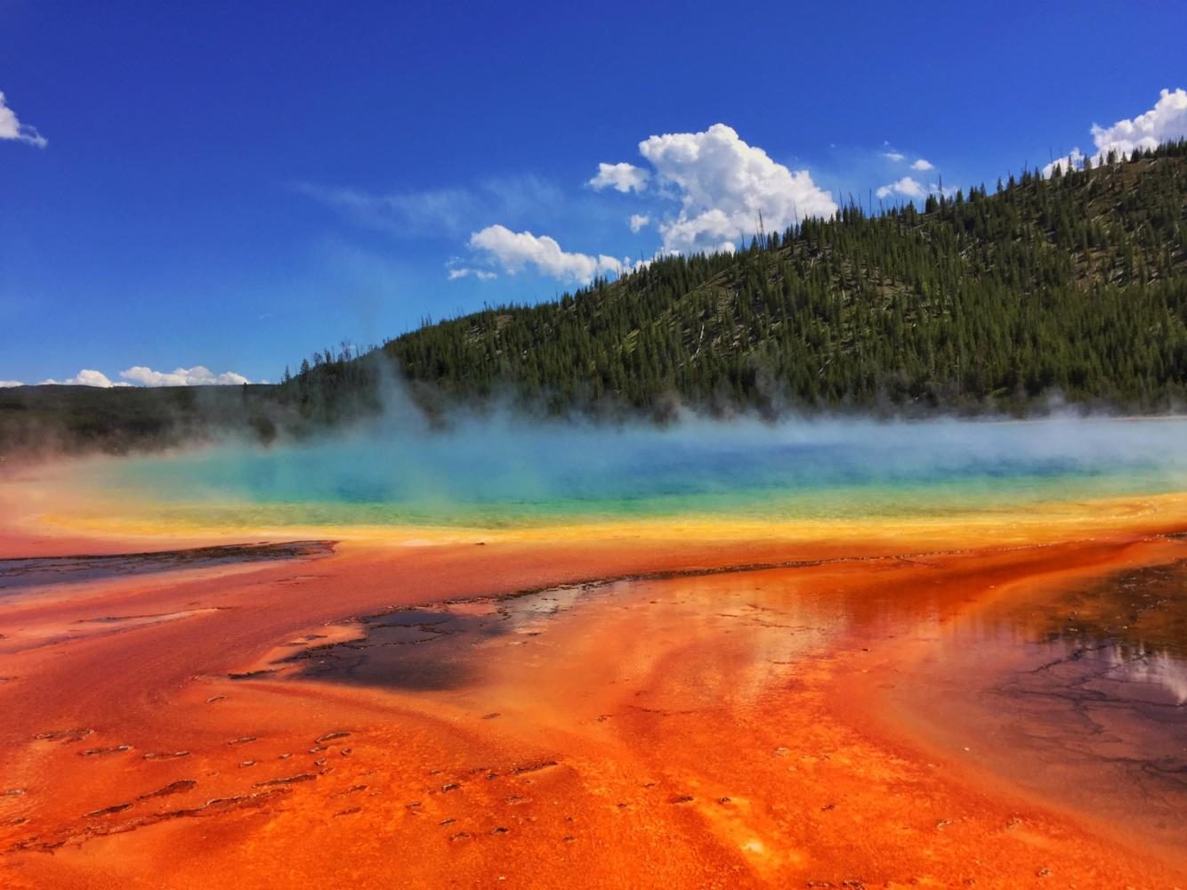 The Grand Prismatic Spring is one of the most beautiful features of Yellowstone National Park.