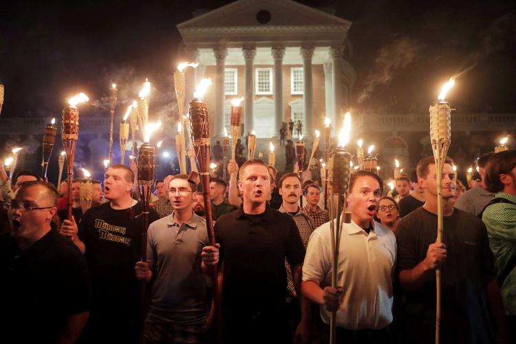 White supremacists gather in Charlottesville, Virginia.