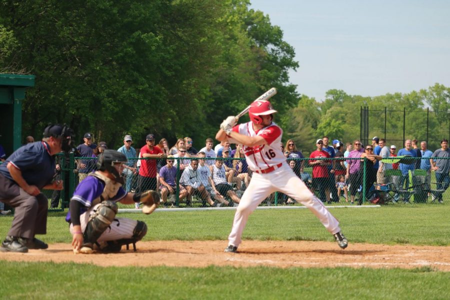 Anthony Fiore (19) at bat, facing Cherry Hill West.