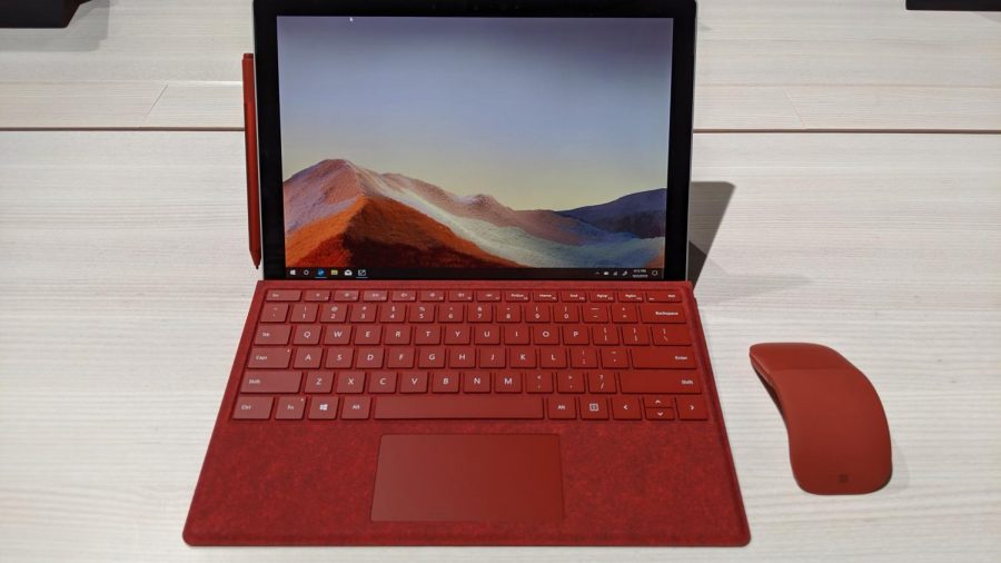 The+new+Surface+Pro+7+with+Poppy+Red+accessories.