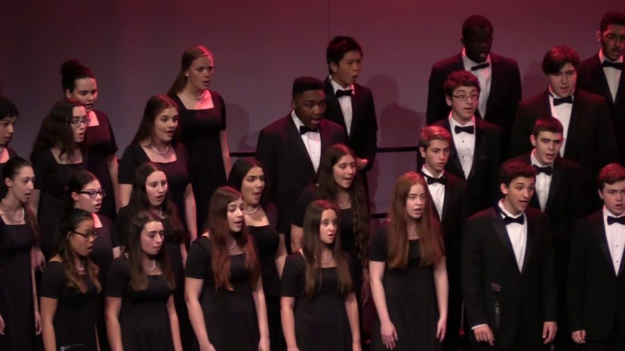 Choir students perform at the Cherry Hill East Winter Choral Concert of 2019.