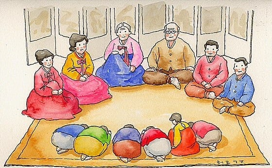 A traditional Korean New Years Day celebration usually looks like this. 
