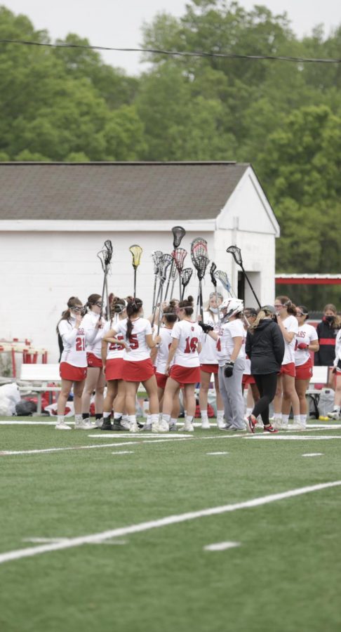 The East girls lacrosse team plays against Haddon Township.