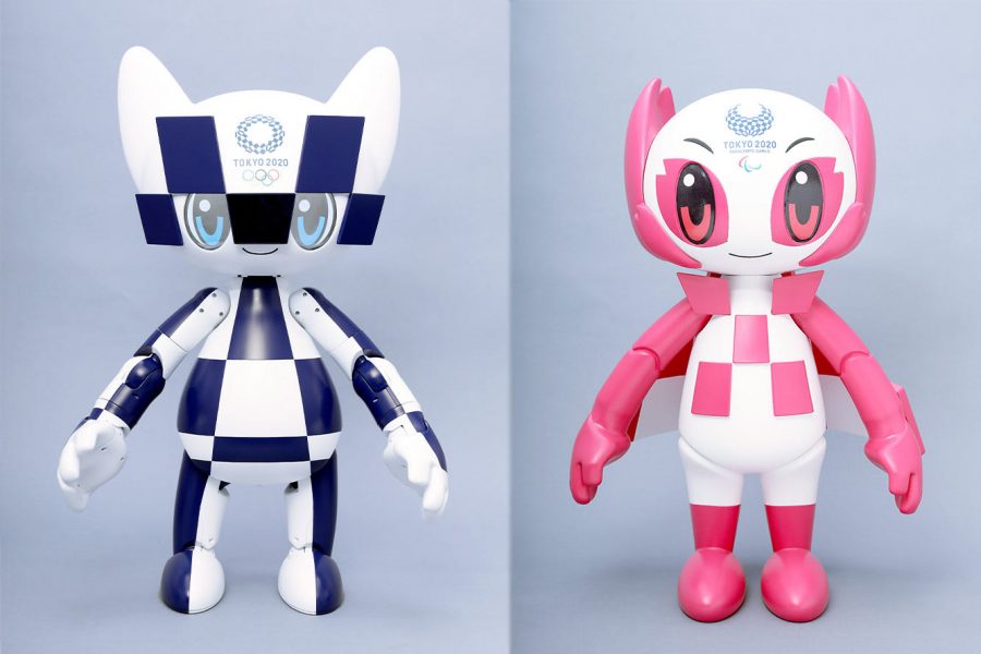 Miraitowa and Someity, the robot mascots of the Tokyo Olympics, welcomed athletes to the games.