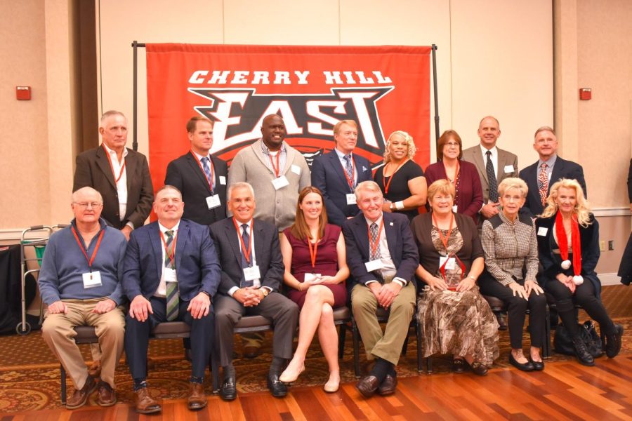 The 2021 Cherry Hill East Athletic Hall of Fame Inductees after getting inducted. 