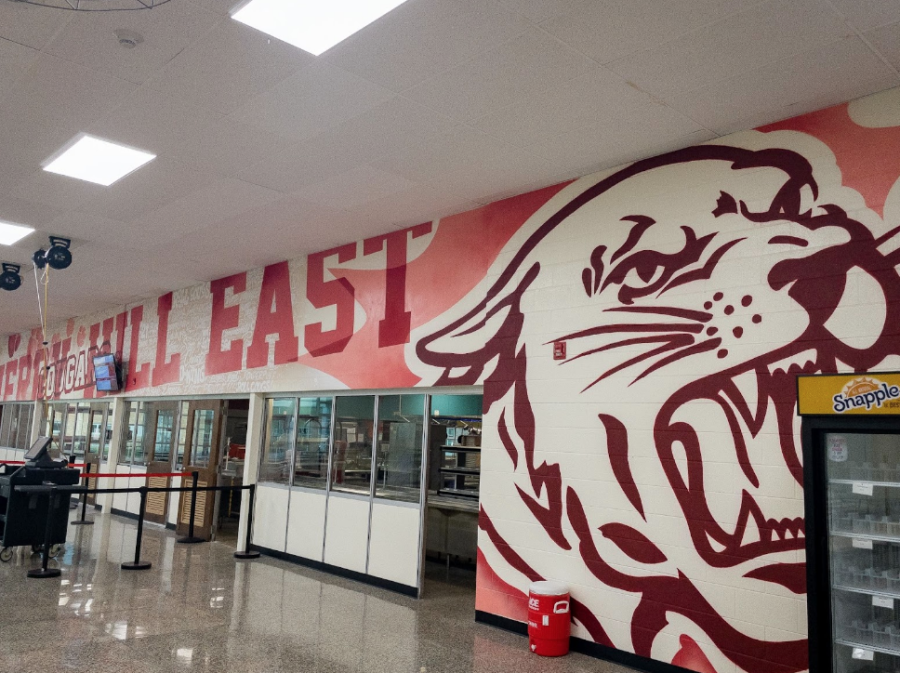 East's new mural is displayed in the cafeteria.
