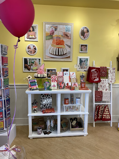 The cute Valentines Day decor is what makes Nothing Bundt Cakes interior so appealing.