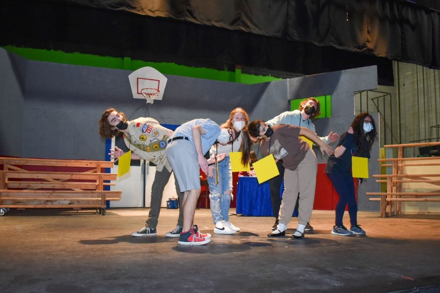 The 25th Annual Putnam County Spelling Bee cast rehearses for show day.
