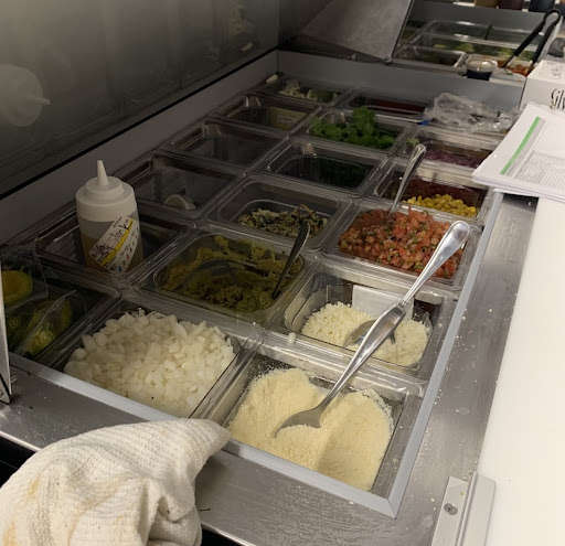 This section of the kitchen is designated for the Mexican food prepared by Dando Tacos.