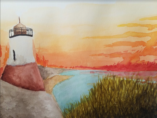 Juliana Shin (23) expresses through watercolor painting.