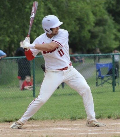 Josh Janove (22) playing baseball for the Cherry Hill High School East boys baseball team