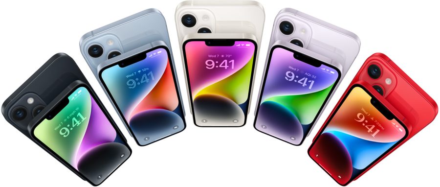 The+new+iPhone+has+been+released+in+five+colors.+