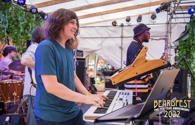 Ricky Hess (23) plays the keyboard at the Beardfest music festival last June