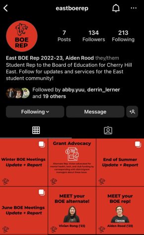 The Cherry Hill High School East Board of Education Representative Instagram page, ran by Aiden Rood.