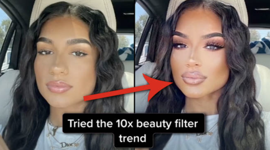 A TikTok user uses the Bold Glamour filter. 