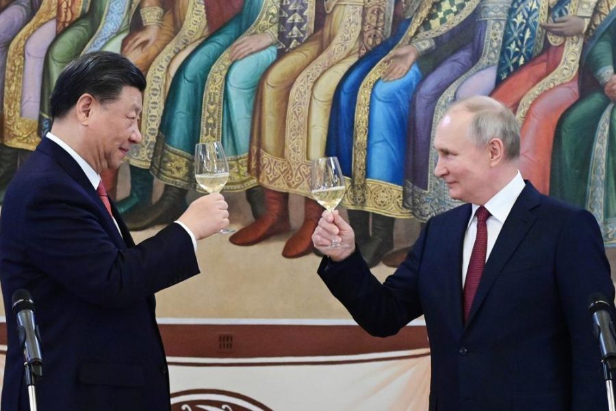 Vladimir Putin and Xi Jinping during their 3/20/23-3/21/23 summit (Courtesy of AP News)