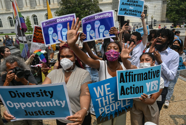 Protesters in favor of affirmative action. 