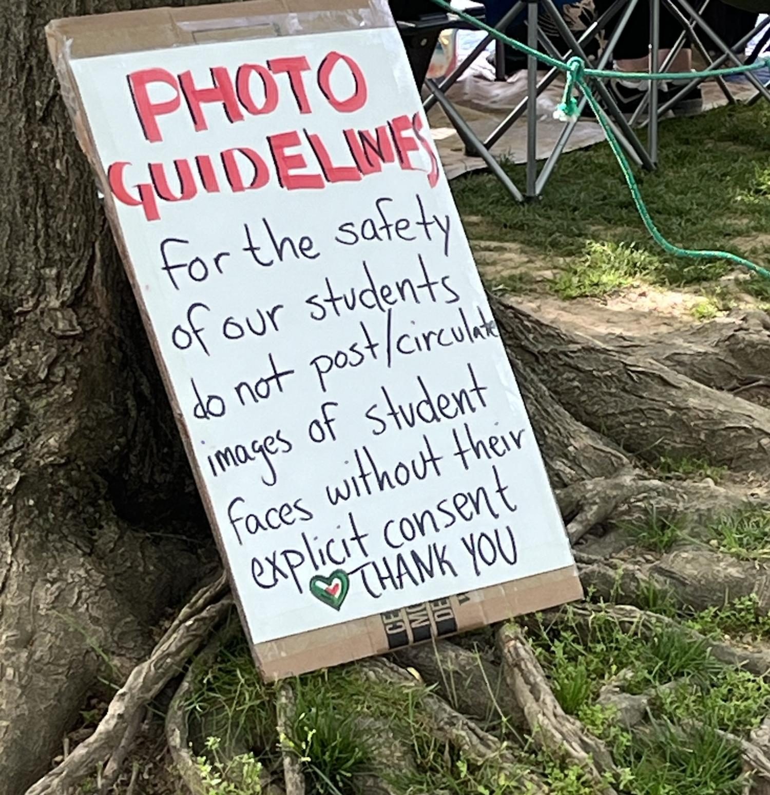 Photo guidelines that the Princeton pro-Palestine encampment has created.