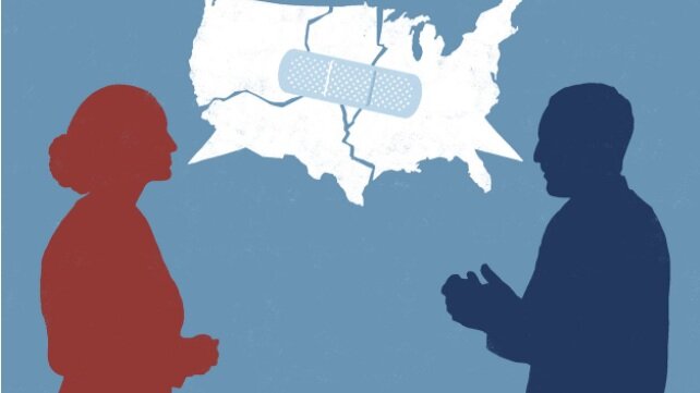 Political polarization has split the nation into two extremes. (Courtesy of The Wall Street Journal)