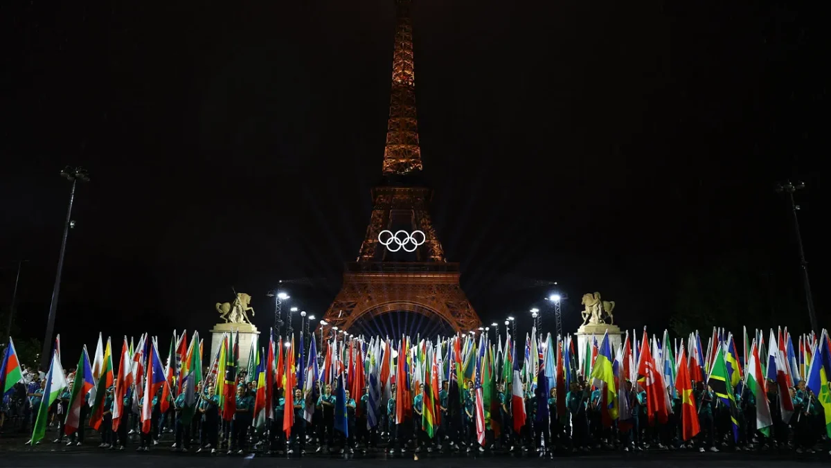 The opening ceremonies taking place under the Eiffel Tower