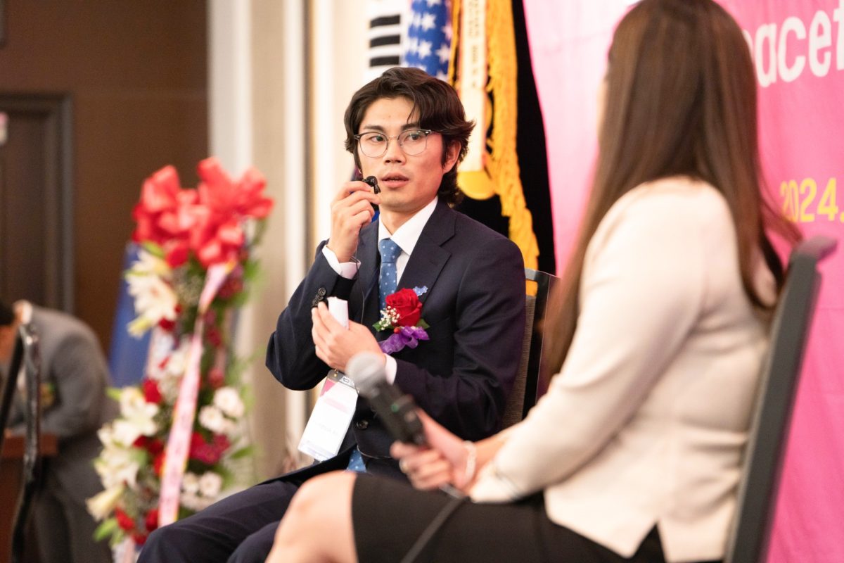 Sunghyuk An speaks at a forum for the Peaceful Unification Advisory Council (PUAC).