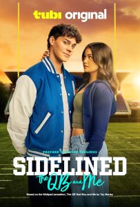 Noah Beck and Siena Agudong pose for the promo photo for "Sidelined: The QB & Me"