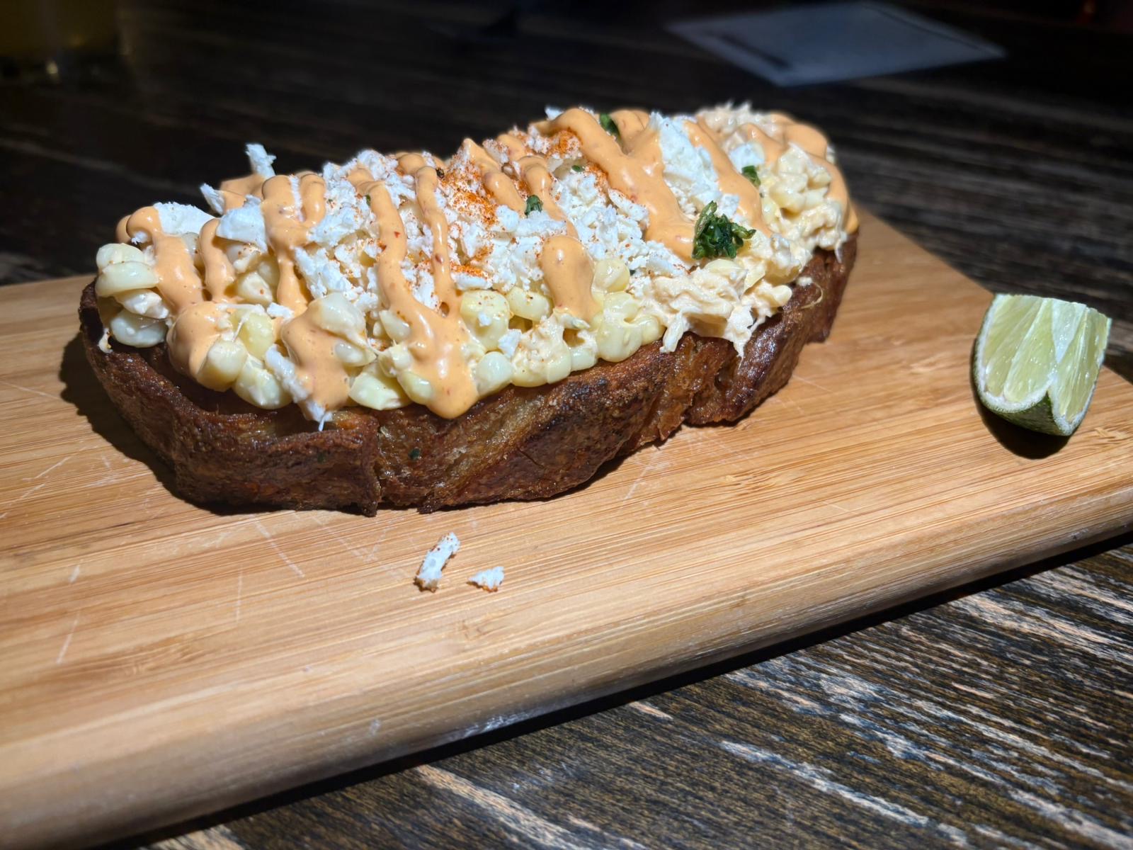 Farm and Fisherman Tavern introduced corn and crab toast as its seasonal option.