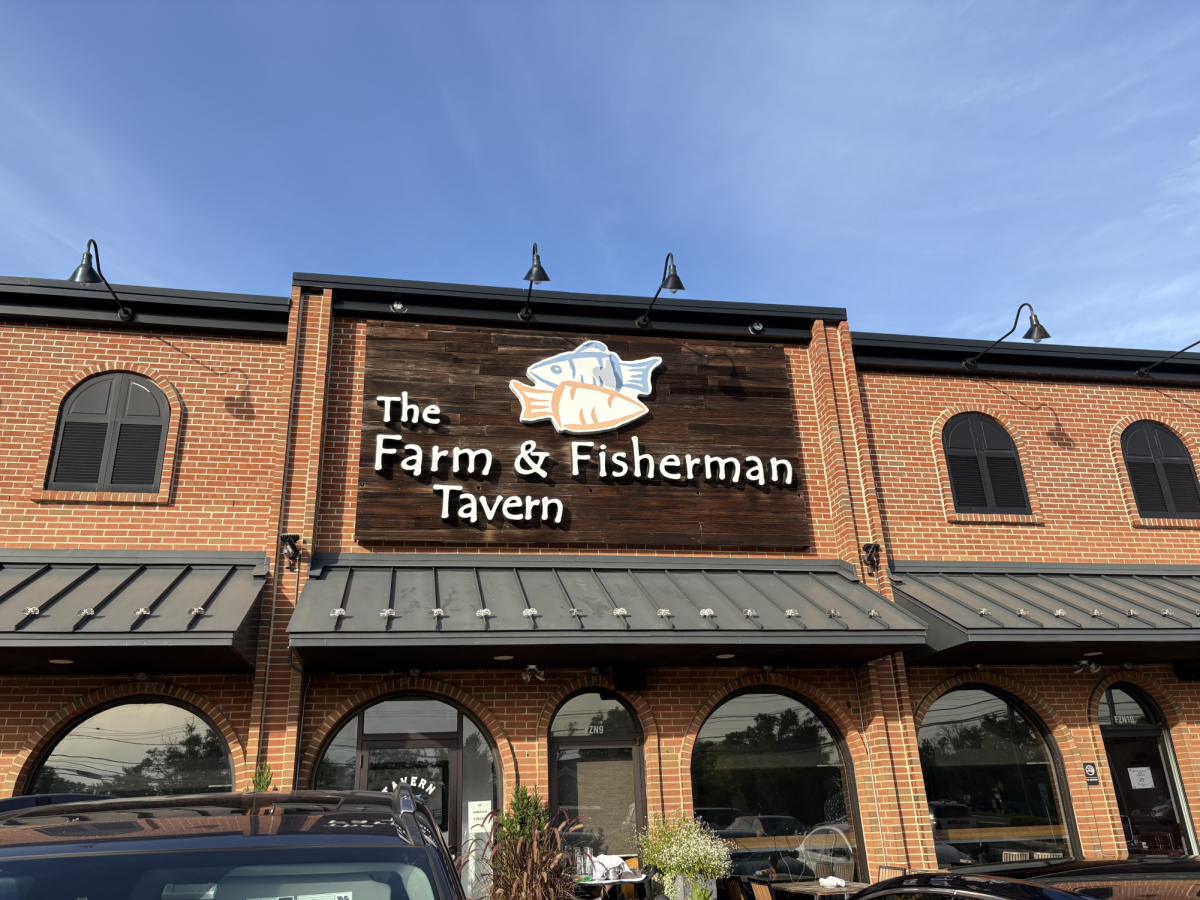 The exterior of Farm and Fisherman Tavern.