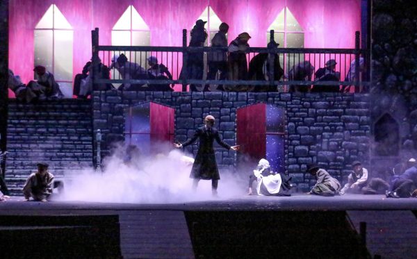 After curtain call, Dracula, played by Justin Malec (‘26), knocks over the other actors in a final showcase of his power.
