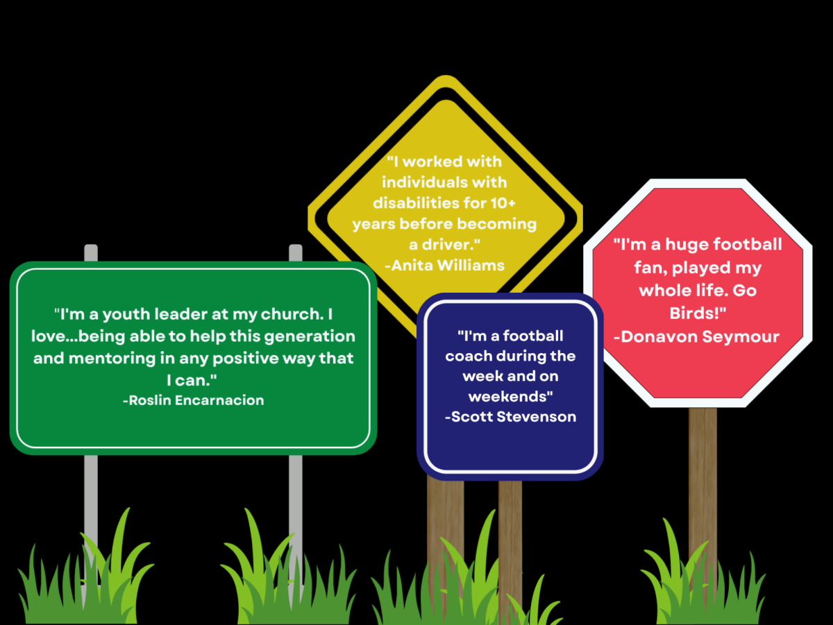 An infographic illustrating quotes from other bus drivers. 