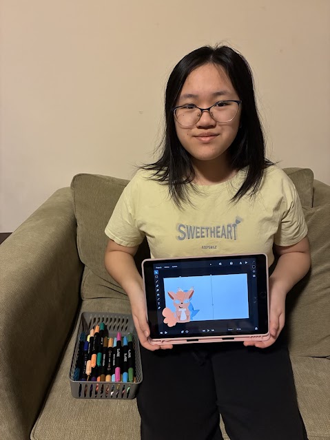 Le displays one of the frames from her animation.

(Courtesy of Jessica Le)

