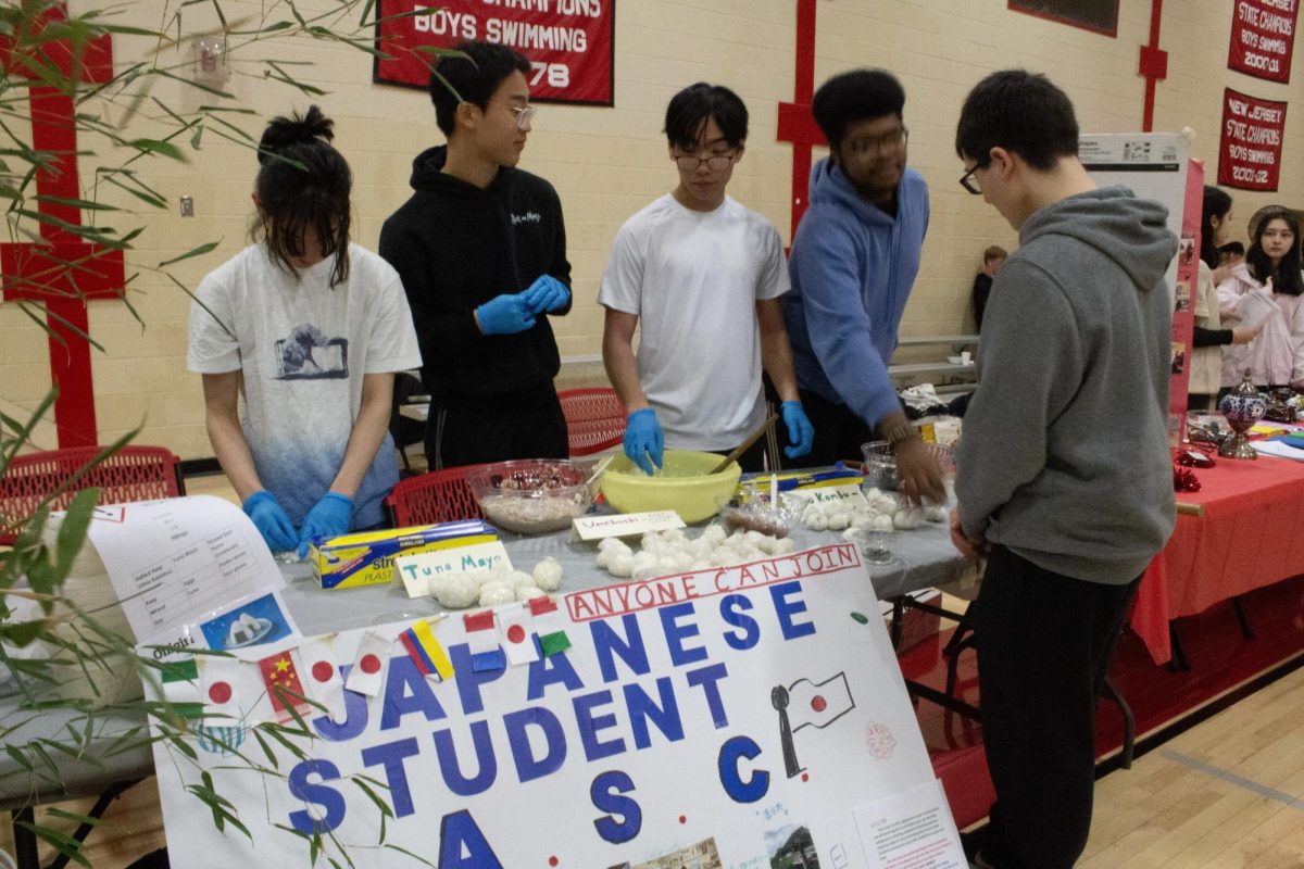 The Japanese Student Association's booth offers handmade onigiri to students.