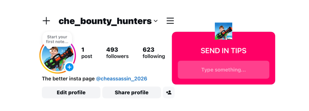 Bounty hunters instagram account connects students with location tips of their targets.